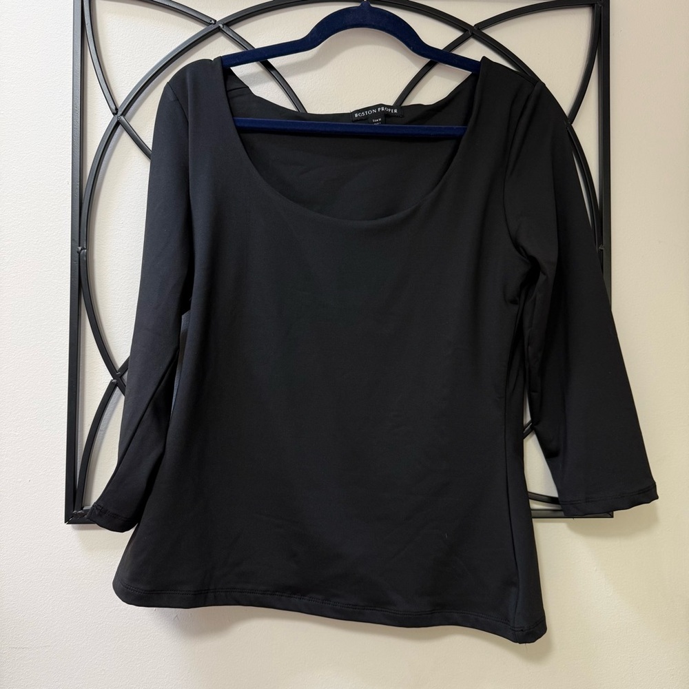 Boston Proper Black 3/4 Sleeve Top